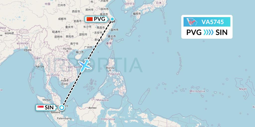 VA5745 Virgin Australia Flight Map: Shanghai to Singapore