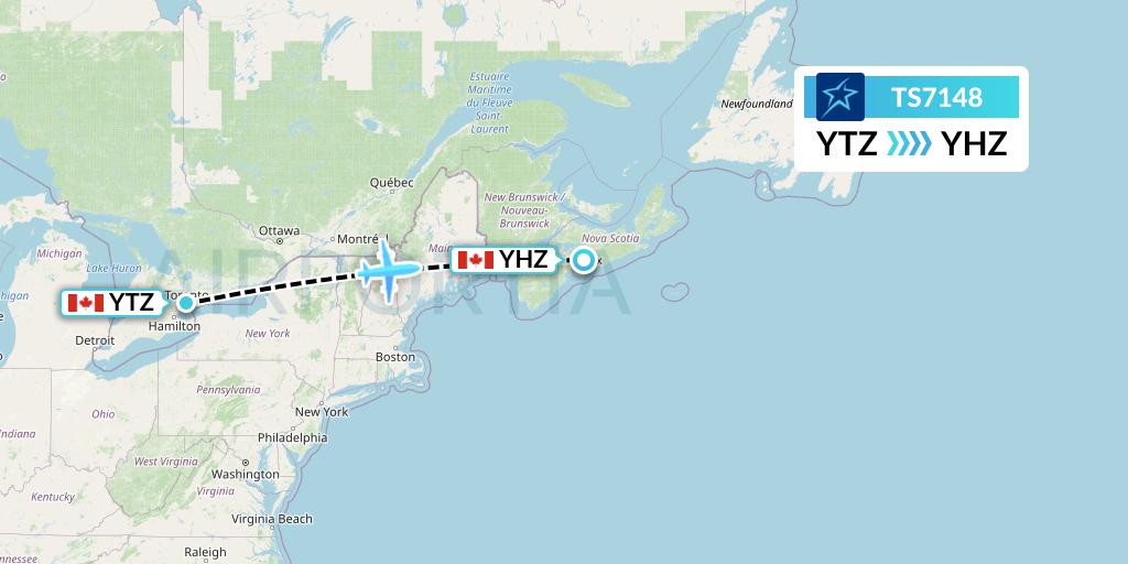 TS7148 Air Transat Flight Map: Toronto to Halifax