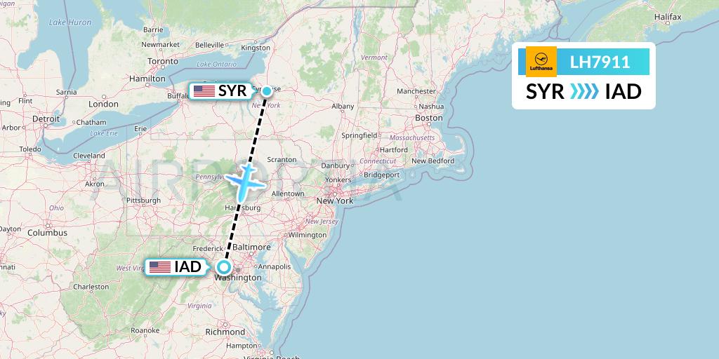 LH7911 Lufthansa Flight Map: Syracuse to Washington