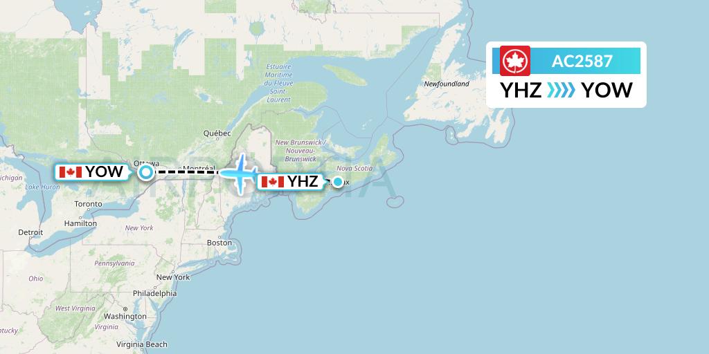 AC2587 Air Canada Flight Map: Halifax to Ottawa