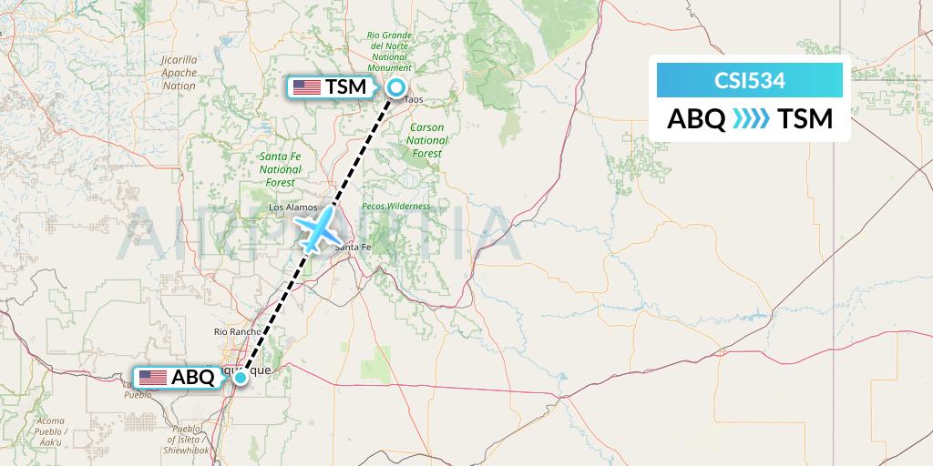 CSI534 Csi Aviation Flight Map: Albuquerque to Taos