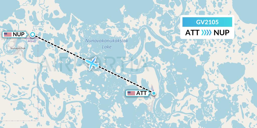 GV2105 Grant Aviation Flight Map: Atmautluak to Nunapitchuk