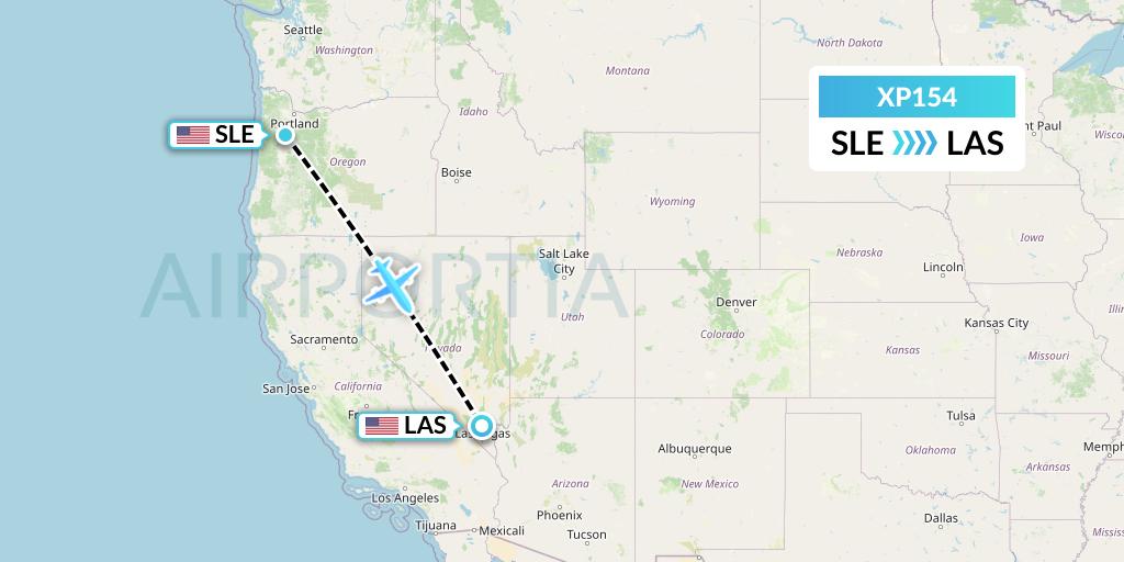 XP154 Avelo Airlines Flight Map: Salem to Las Vegas