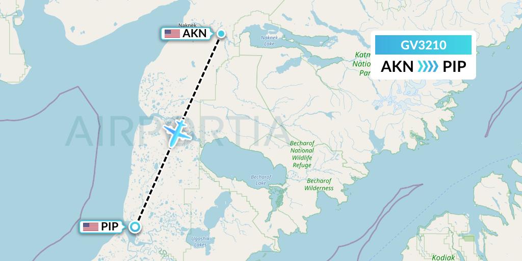 GV3210 Grant Aviation Flight Map: King Salmon to Pilot Point