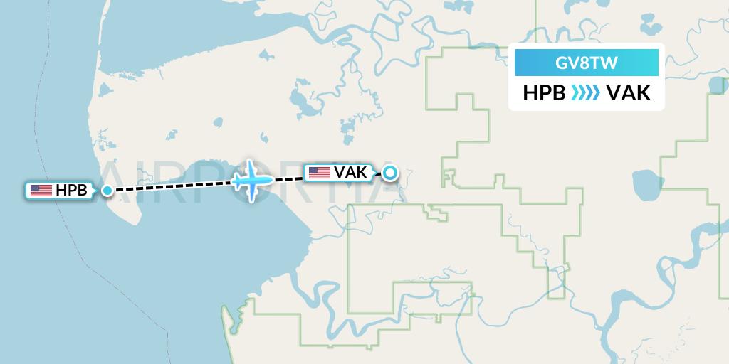 GV8TW Grant Aviation Flight Map: Hooper Bay to Chevak