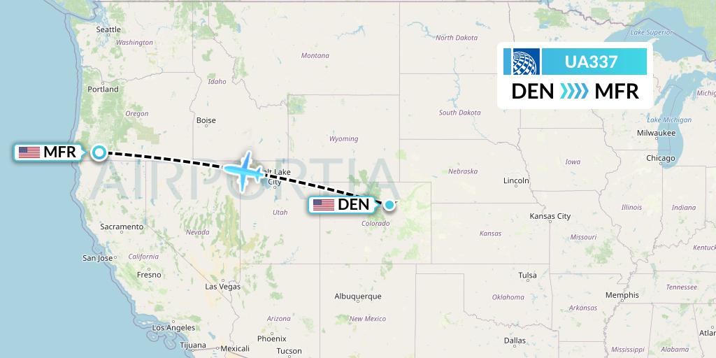 UA337 United Airlines Flight Map: Denver to Medford