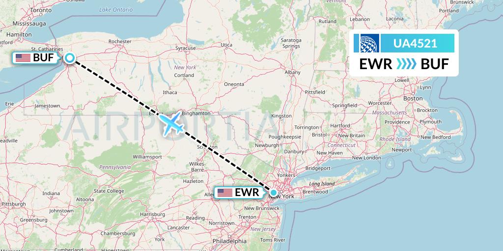 UA4521 United Airlines Flight Map: New York to Buffalo