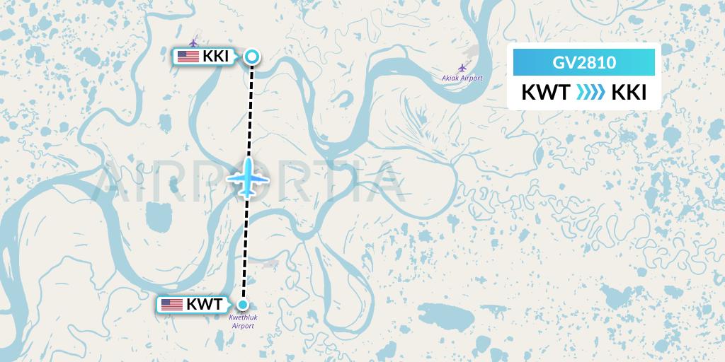 GV2810 Grant Aviation Flight Map: Kwethluk to Akiachak