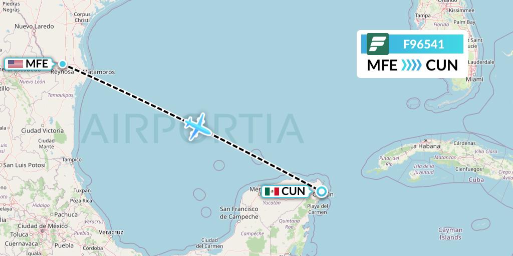 F96541 Frontier Airlines Flight Map: McAllen to Cancun