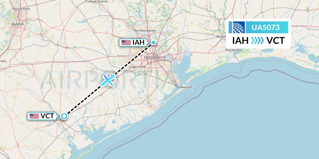 UA5073 United Airlines Flight Map: Houston to Victoria