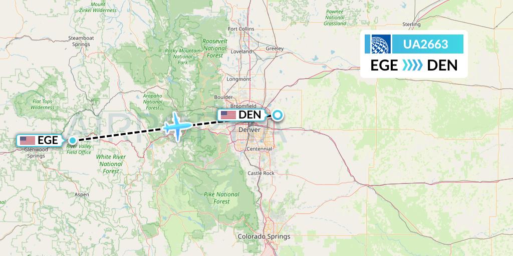 UA2663 United Airlines Flight Map: Eagle to Denver