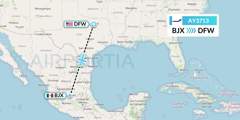 AY3713 Finnair Flight Map: Silao to Dallas