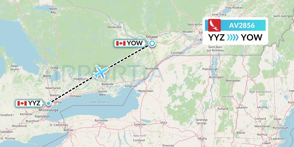 AV2856 Avianca Flight Map: Toronto to Ottawa