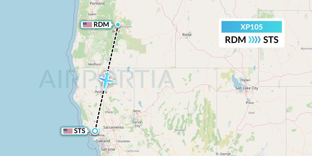 XP105 Avelo Airlines Flight Map: Redmond to Santa Rosa
