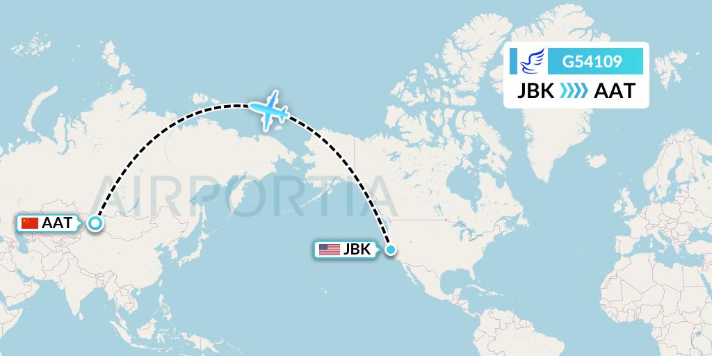 G54109 China Express Airlines Flight Map: Berkeley to Altay