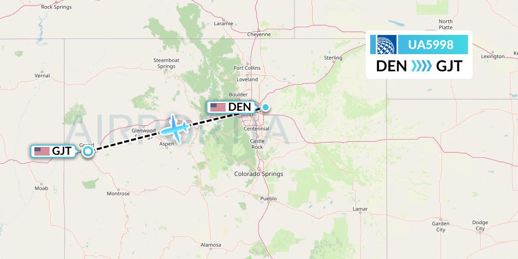 UA5998 United Airlines Flight Map: Denver to Grand Junction