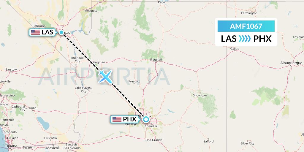 AMF1067 Ameriflight Flight Map: Las Vegas to Phoenix