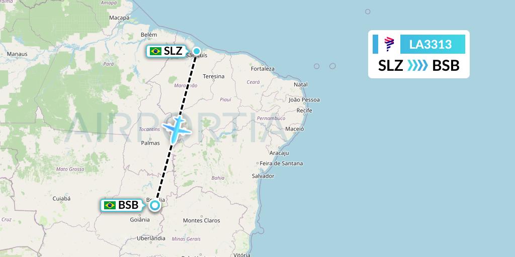 LA3313 LAN Airlines Flight Map: Sao Luis to Brasilia