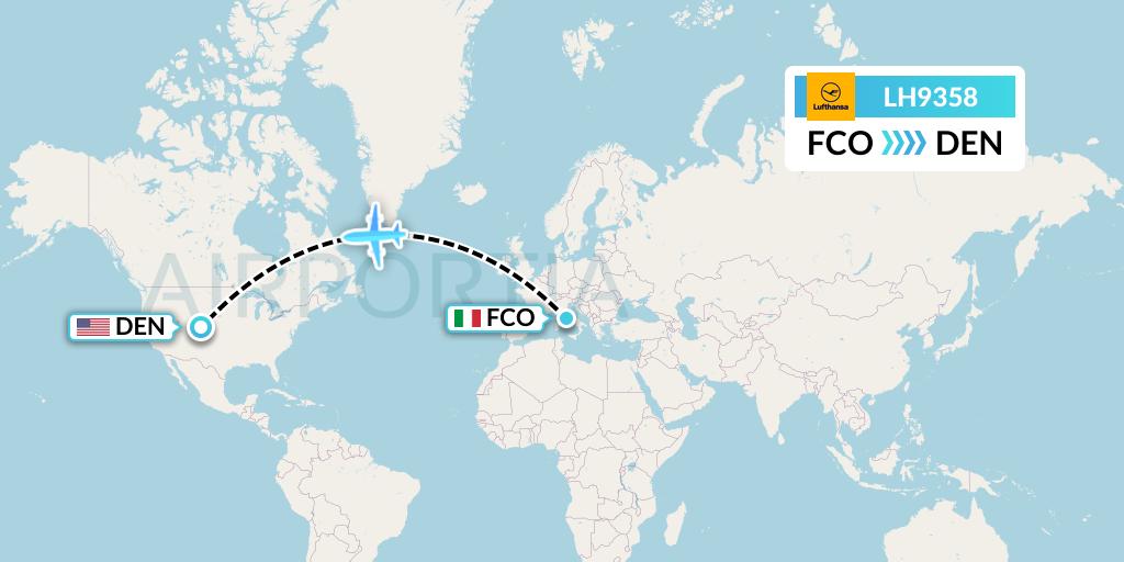 LH9358 Lufthansa Flight Map: Rome to Denver