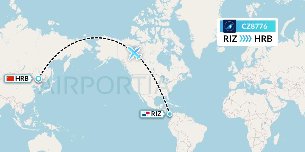 CZ8776 China Southern Airlines Flight Map: Rio Alzucar to Harbin