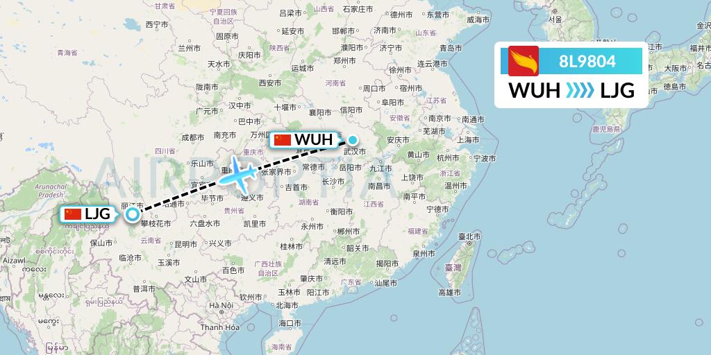 8L9804 Lucky Air Flight Map: Wuhan to Lijiang