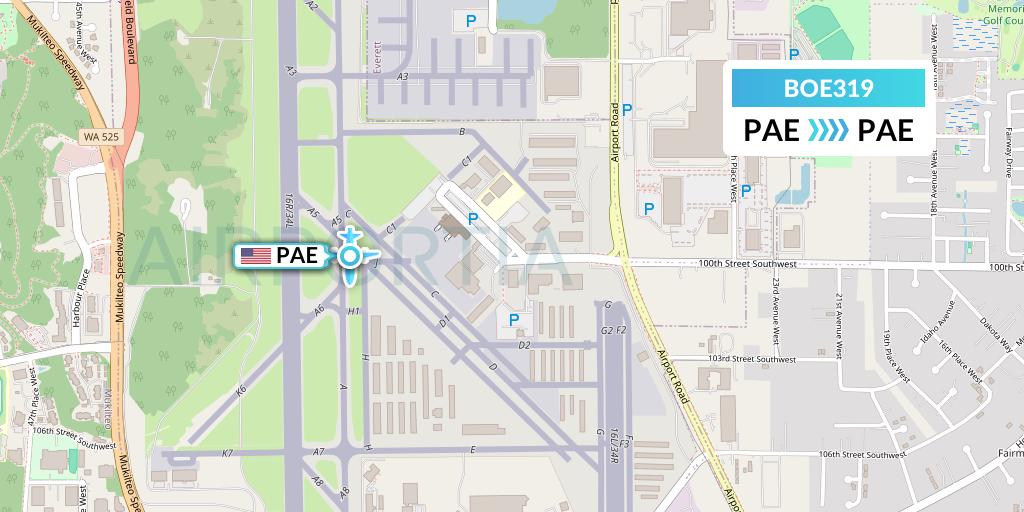 BOE319 Boeing Flight Map: Everett to Everett