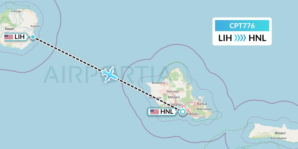 CPT776 Corporate Air Flight Map: Lihue to Honolulu