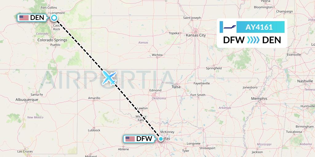 AY4161 Finnair Flight Map: Dallas to Denver