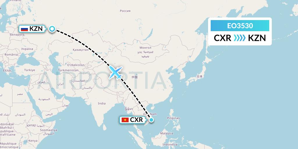 EO3530 Pegas Fly Flight Map: Nha Trang to Kazan