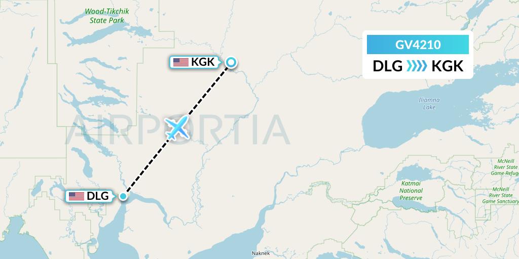 GV4210 Grant Aviation Flight Map: Dillingham to New Koliganek