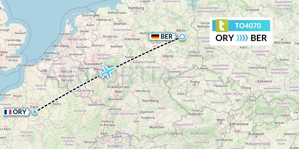 TO4070 Transavia France Flight Map: Paris to Berlin