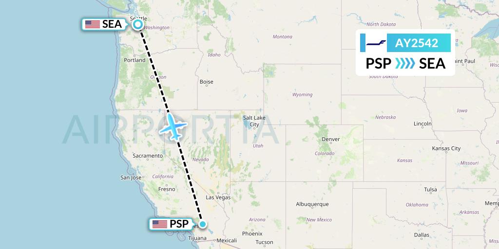 AY2542 Finnair Flight Map: Palm Springs to Seattle