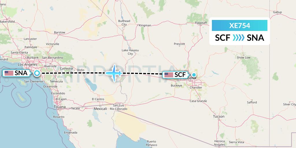 XE754 Jsx Flight Map: Scottsdale to Orange County