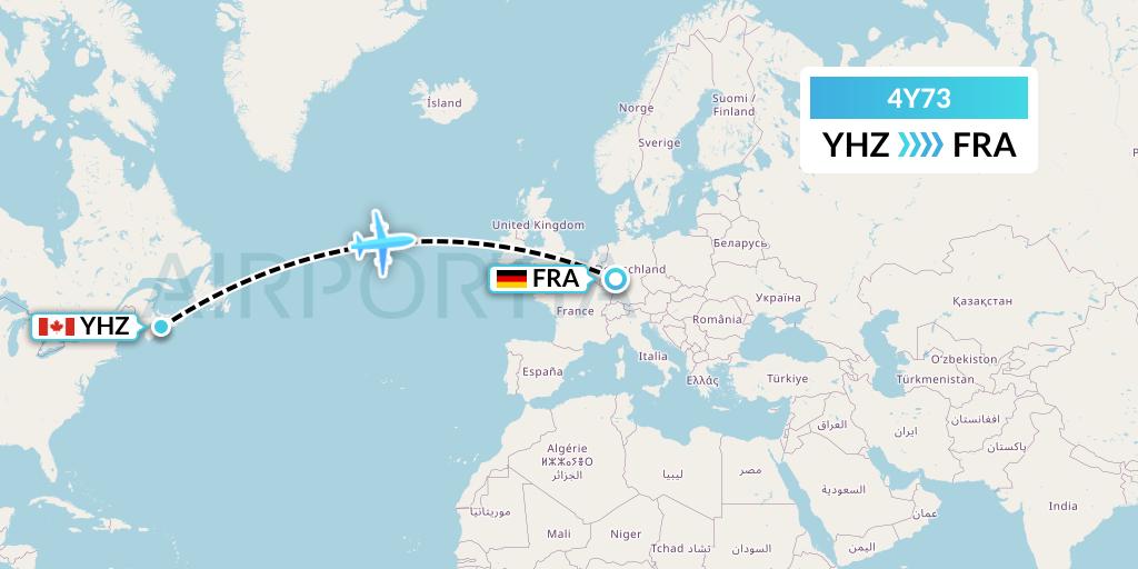 4Y73 Eurowings Discover Flight Map: Halifax to Frankfurt