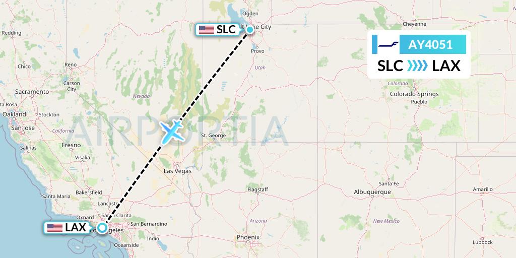 AY4051 Finnair Flight Map: Salt Lake City to Los Angeles