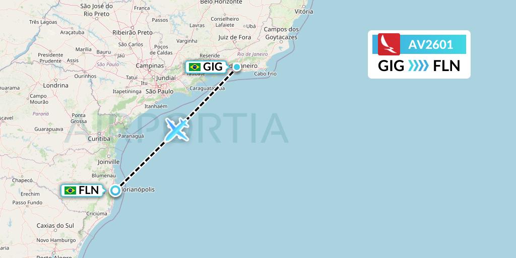 AV2601 Avianca Flight Map: Rio de Janeiro to Florianopolis
