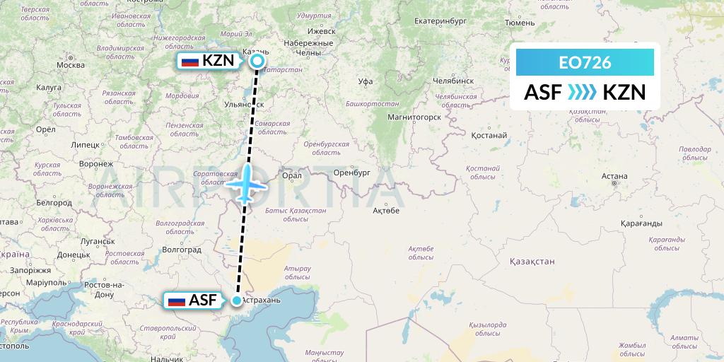 EO726 Pegas Fly Flight Map: Astrakhan to Kazan