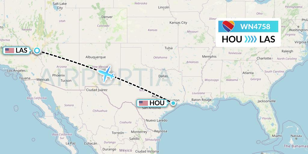 WN4758 Southwest Airlines Flight Map: Houston to Las Vegas
