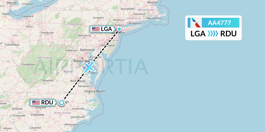 AA4777 American Airlines Flight Map: New York to Raleigh-Durham