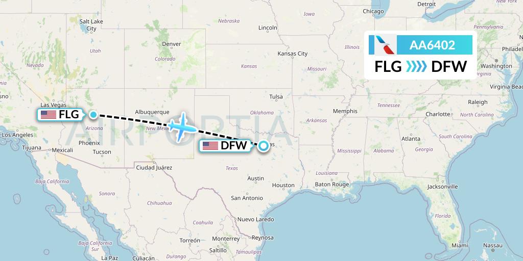 AA6402 American Airlines Flight Map: Flagstaff to Dallas