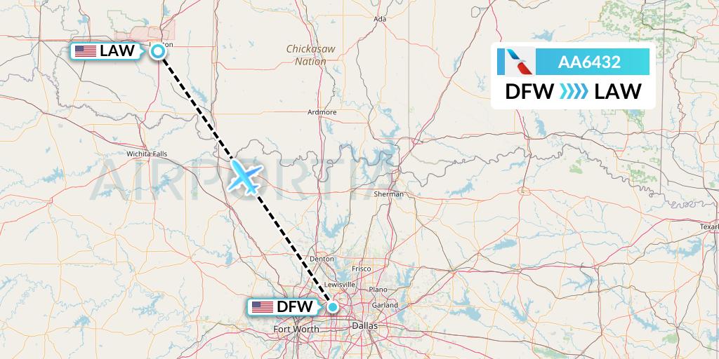 AA6432 American Airlines Flight Map: Dallas to Lawton