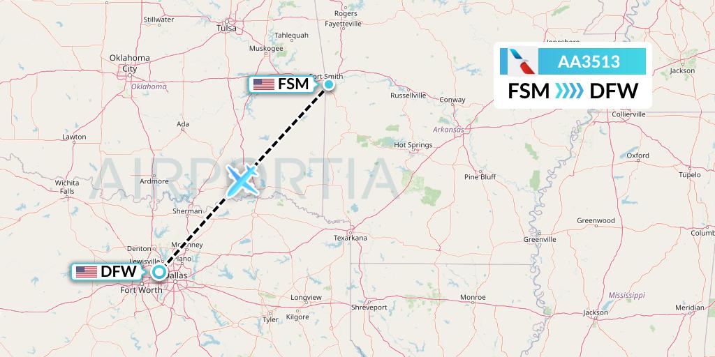 AA3513 American Airlines Flight Map: Fort Smith to Dallas