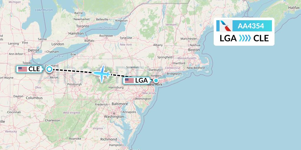 AA4354 American Airlines Flight Map: New York to Cleveland