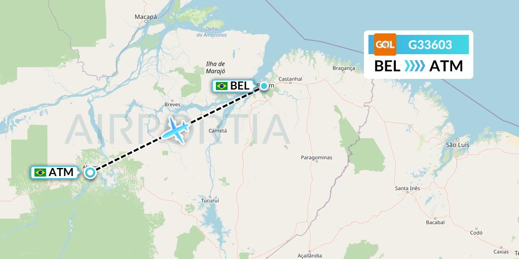 G33603 GOL Transportes Aeros Flight Map: Belem to Altamira