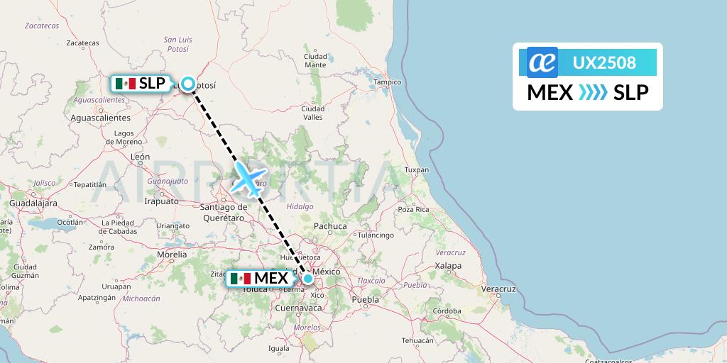 UX2508 Air Europa Flight Map: Mexico City to San Luis Potosi