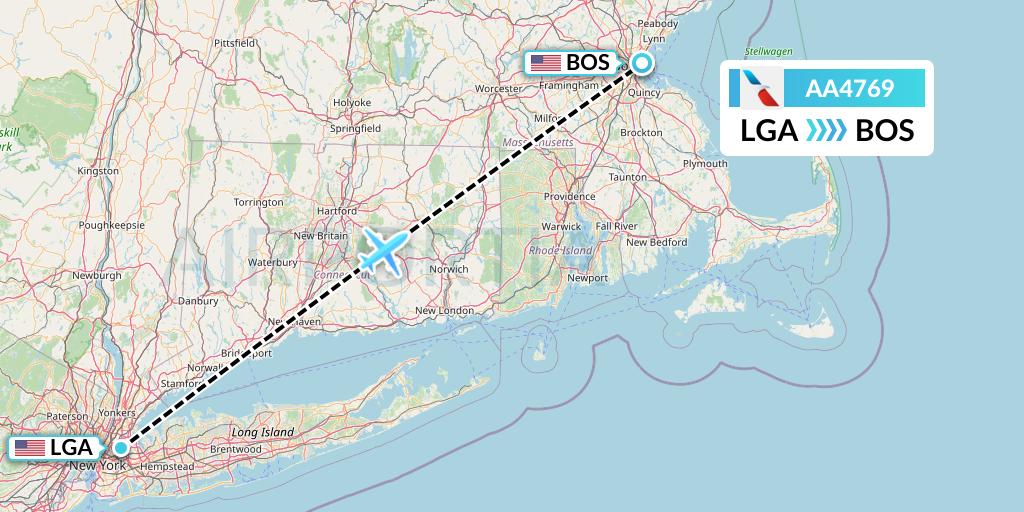 AA4769 American Airlines Flight Map: New York to Boston