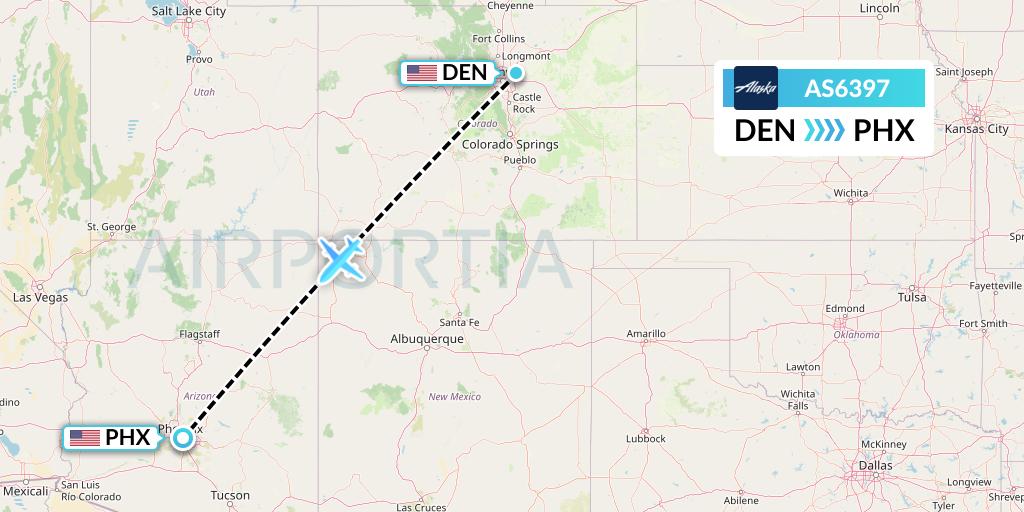 AS6397 Alaska Airlines Flight Map: Denver to Phoenix