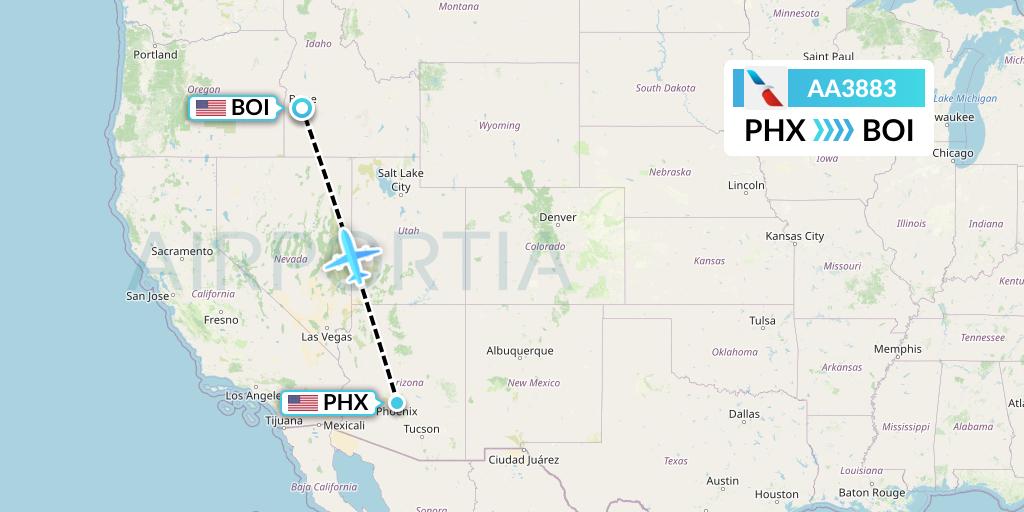 AA3883 American Airlines Flight Map: Phoenix to Boise