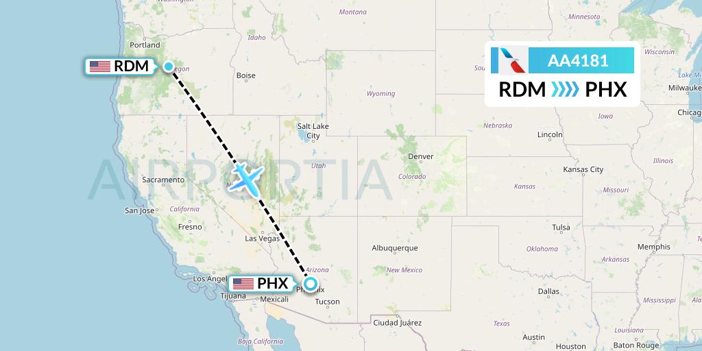 AA4181 American Airlines Flight Map: Redmond to Phoenix