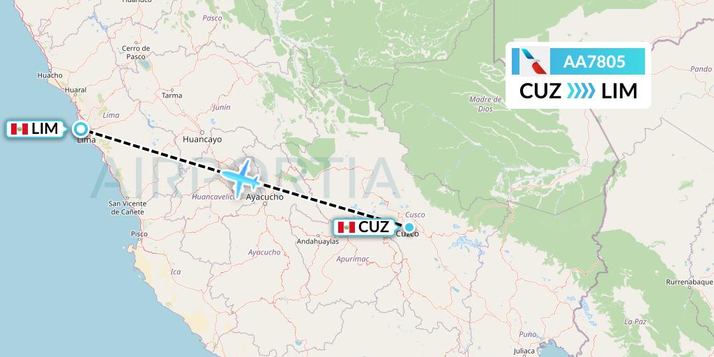 AA7805 American Airlines Flight Map: Cusco to Lima